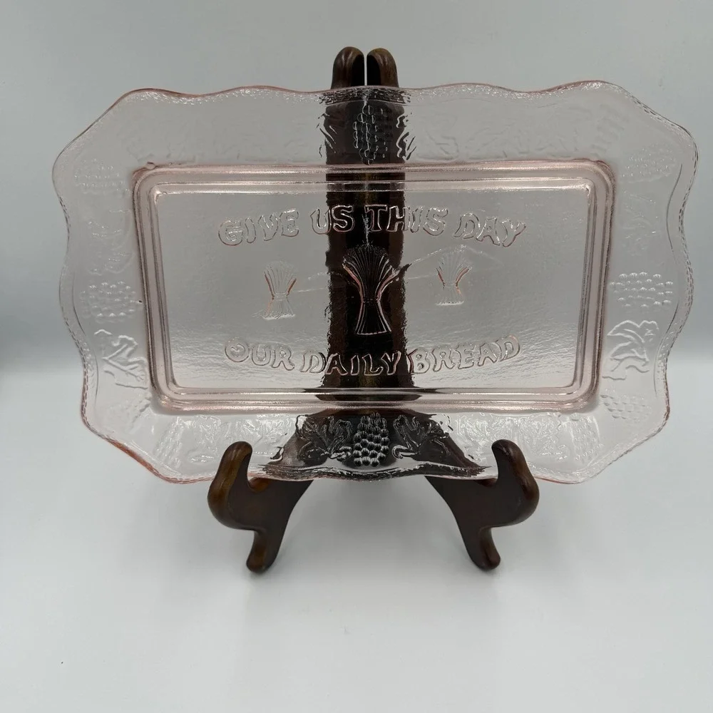 Pink Tiara /Indiana Glass Bread Tray Plate 